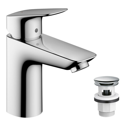 hansgrohe Waschtisch-Einhebelmischer 100 Logis mit Push-Open-Ablaufgarnitur, chrom