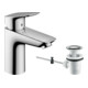 hansgrohe Waschtisch-Einhebelmischer 100 Logis mit Zugstangen-Ablaufgarnitur, chrom-3