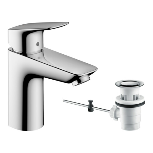 hansgrohe Waschtisch-Einhebelmischer 100 Logis mit Zugstangen-Ablaufgarnitur, chrom