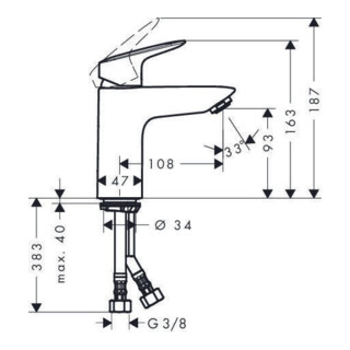 hansgrohe Einhebel-Waschtischmischer 100 LOGIS DN 15 ohne Ablaufgarnitur chrom