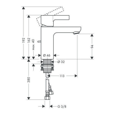 hansgrohe Einhebel-Waschtischmischer 100 METRIS S DN 15, mit Zugstangen-Ablaufgarnitur 1 1/4" chrom