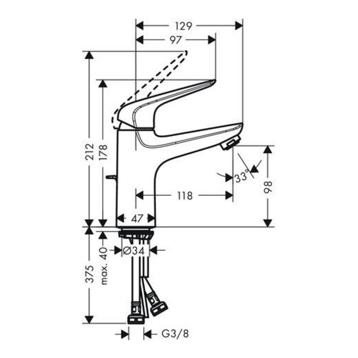 hansgrohe Einhebel-Waschtischmischer 100 NOVUS DN 15 mit Zugstangen-Ablaufgarnitur 1 1/4" chrom