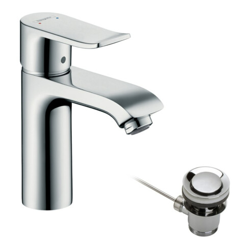 hansgrohe Waschtisch-Einhebelmischer 110 Metris mit Zugstangen-Ablaufgarnitur, chrom