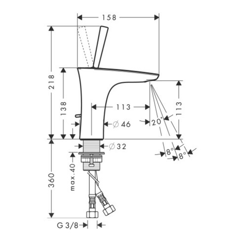 hansgrohe Einhebel-Waschtischmischer 110 PURA VIDA DN 15, mit Zugstangen-Ablaufgarnitur 1 1/4" white chrom