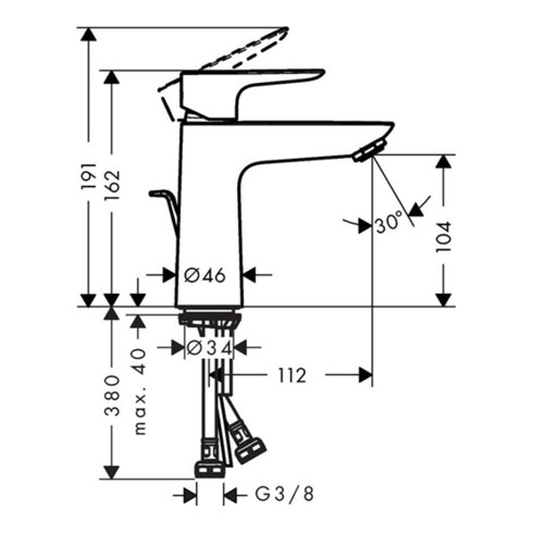 hansgrohe Einhebel-Waschtischmischer 110 TALIS E CoolStart mit Ablaufgarnitur G 1 1/4" chrom