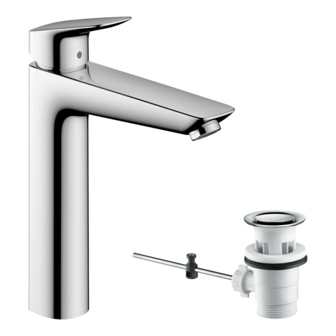 hansgrohe Waschtisch-Einhebelmischer 190 Logis mit Zugstangen-Ablaufgarnitur, chrom