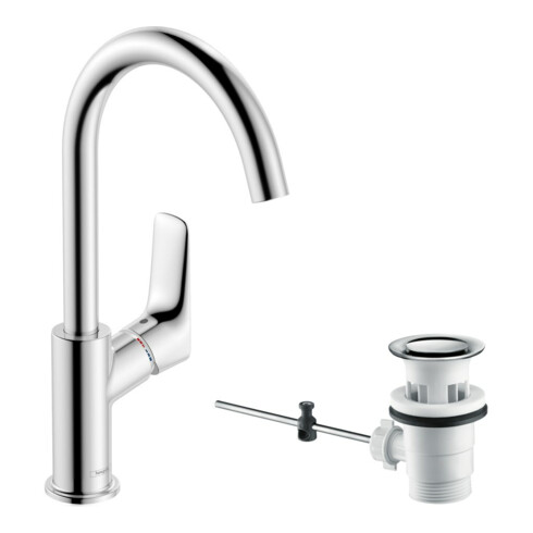 hansgrohe Waschtisch-Einhebelmischer 210 Logis m Zugst.Abl.Gar., m Schwenkausl., chrom