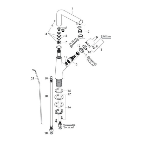 hansgrohe Einhebel-Waschtischmischer 210 TALIS S DN 15, mit Ablaufgarnitur G 1 1/4", Schwenkauslauf chrom