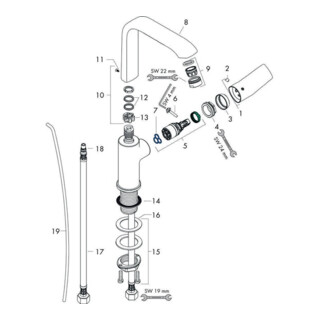 hansgrohe Einhebel-Waschtischmischer 230 METRIS DN 15, mit Schwenkauslauf Zugstangen-Ablaufgarnitur G 1 1/4" chrom