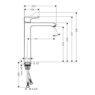 hansgrohe Einhebel-Waschtischmischer 260 METRIS DN 15, für Waschschüsseln ohne Ablaufgarnitur chrom