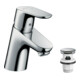 hansgrohe Waschtisch-Einhebelmischer Focus 70 mit Push-Open-Ablaufgarnitur, chrom-2