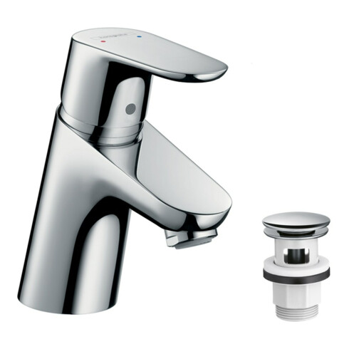 hansgrohe Waschtisch-Einhebelmischer Focus 70 mit Push-Open-Ablaufgarnitur, chrom