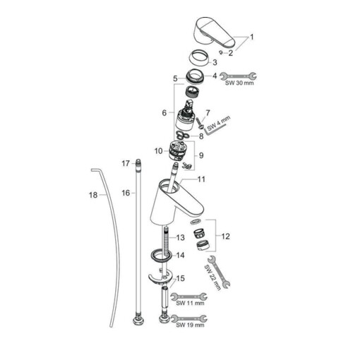 hansgrohe Einhebel-Waschtischmischer 70 FOCUS DN 15 mit Zugstangen-Ablaufgarnitur 1 1/4" chrom