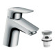 hansgrohe Waschtisch-Einhebelmischer 70 Logis ND, f off WW-Bere, m Pus-Op-Abl, chr-3