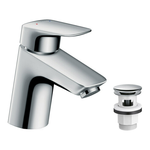 hansgrohe Waschtisch-Einhebelmischer 70 Logis ND, f off WW-Bere, m Pus-Op-Abl, chr