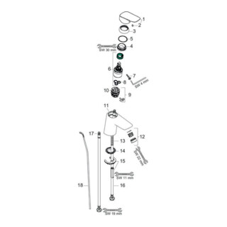 hansgrohe Einhebel-Waschtischmischer 70 LOGIS DN 15 mit Metall Ablaufgarnitur und QuickClean chrom