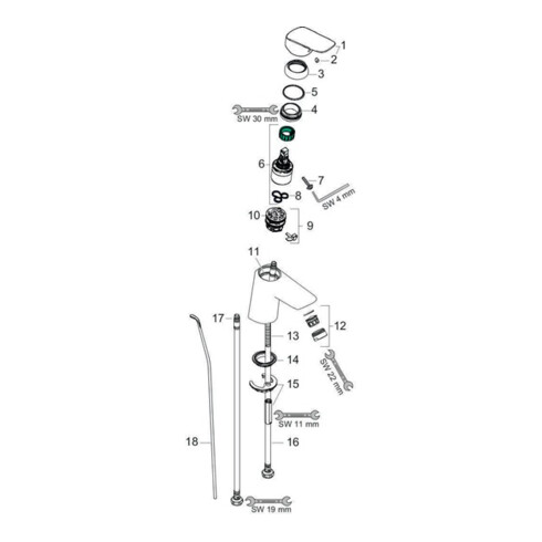 hansgrohe Einhebel-Waschtischmischer 70 LOGIS DN 15 mit Zugstangen-Ablaufgarnitur G 1 1/4" chrom