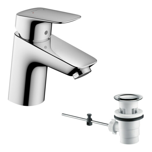 hansgrohe Waschtisch-Einhebelmischer 70 Logis mit Zugstangen-Ablaufgarnitur, chrom