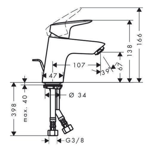 hansgrohe Einhebel-Waschtischmischer 70 LOGIS DN 15 mit Zugstangen-Ablaufgarnitur G 1 1/4" chrom