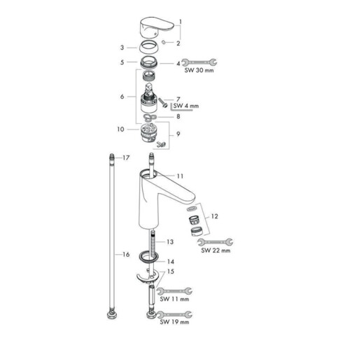 hansgrohe Einhebel-Waschtischmischer FOCUS DN 15, ohne Ablaufgarnitur chrom
