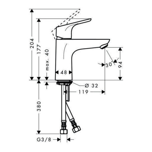 hansgrohe Einhebel-Waschtischmischer FOCUS DN 15, ohne Ablaufgarnitur chrom