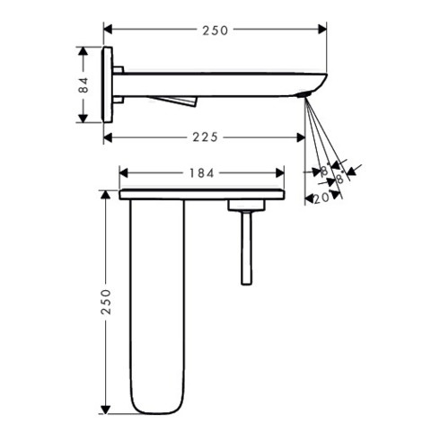 hansgrohe Einhebel-Waschtischmischer PURA VIDA DN 15, Unterputz Auslauf 225 mm white chrom