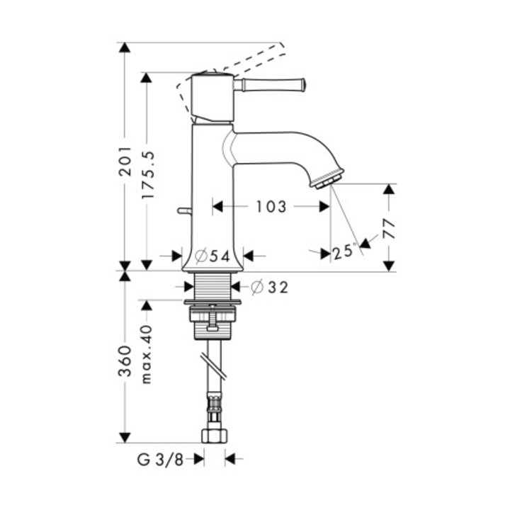 hansgrohe Einhebel-Waschtischmischer TALIS CLASSIC DN 15 Zugstangen-Ablaufgarnitur 1 1/4" chrom