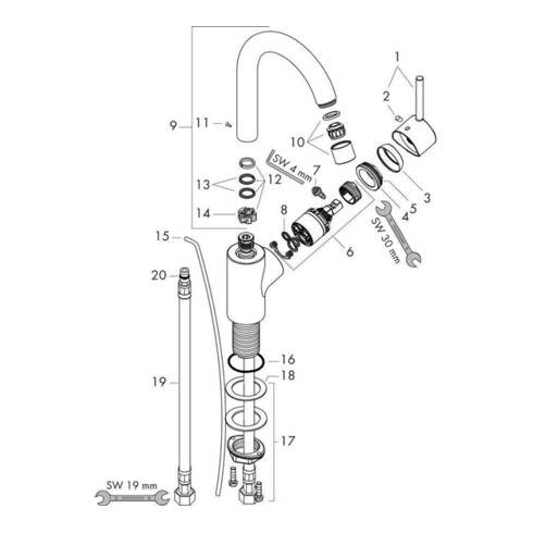 hansgrohe Einhebel-Waschtischmischer TALIS S mit Zugknopf-Ablaufgarnitur 1 1/4" chrom