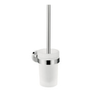 hansgrohe Ensemble brosse WC Logis Uni, chrome, montage mural, verre dépoli, laiton-1