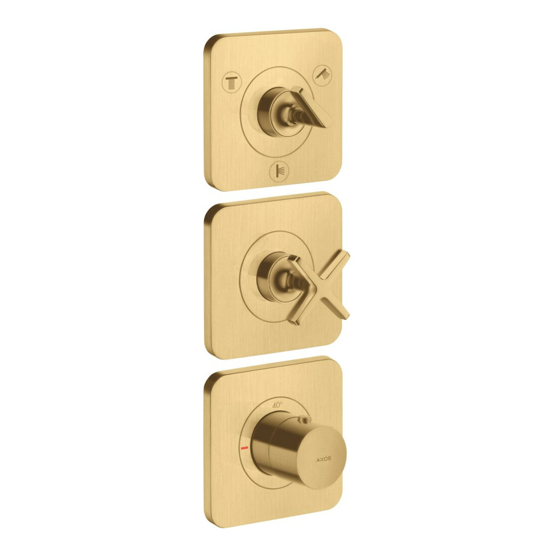 hansgrohe Ensemble complet Axor Citterio E Mitigeur thermostatique encastré 380/120, avec rosace, or brossé optique