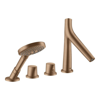 hansgrohe Ensemble complet Axor Starck Organic 4 sorties, mitigeur thermostatique, brossé or