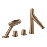 hansgrohe Ensemble complet Axor Starck Organic 4 sorties, mitigeur thermostatique, brossé or