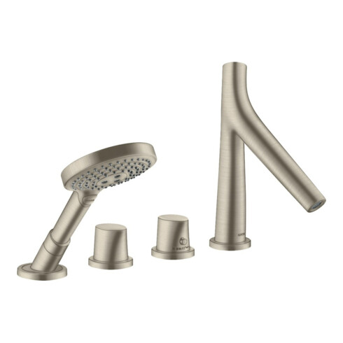 hansgrohe Ensemble complet Axor Starck Organic 4 sorties, mitigeur thermostatique, nickel brossé