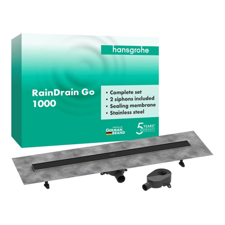 hansgrohe Ensemble complet DR RainDrain Go 1000 évacuation arrière pose carrelage/installation plate MSW
