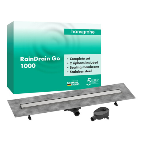 hansgrohe Ensemble complet DR RainDrain Go 1000 évacuation arrière pose carrelée/installation basse