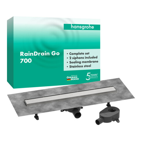 hansgrohe Ensemble complet DR RainDrain Go 700 évacuation arrière pose carrelage/installation plate BST