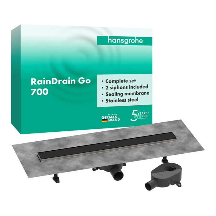 hansgrohe Ensemble complet DR RainDrain Go 700 évacuation arrière pose carrelée/installation plate MSW