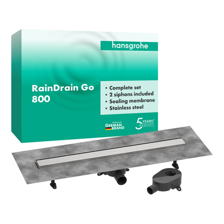 hansgrohe Ensemble complet DR RainDrain Go 800 évacuation arrière encastrée sol/installation plate BST