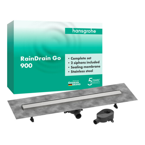 hansgrohe Ensemble complet DR RainDrain Go 900 évacuation arrière encastrée sol/plaque basse BST