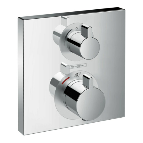 hansgrohe Ensemble complet Ecostat Square mitigeur thermostatique encastré, 2 sorties, chrome