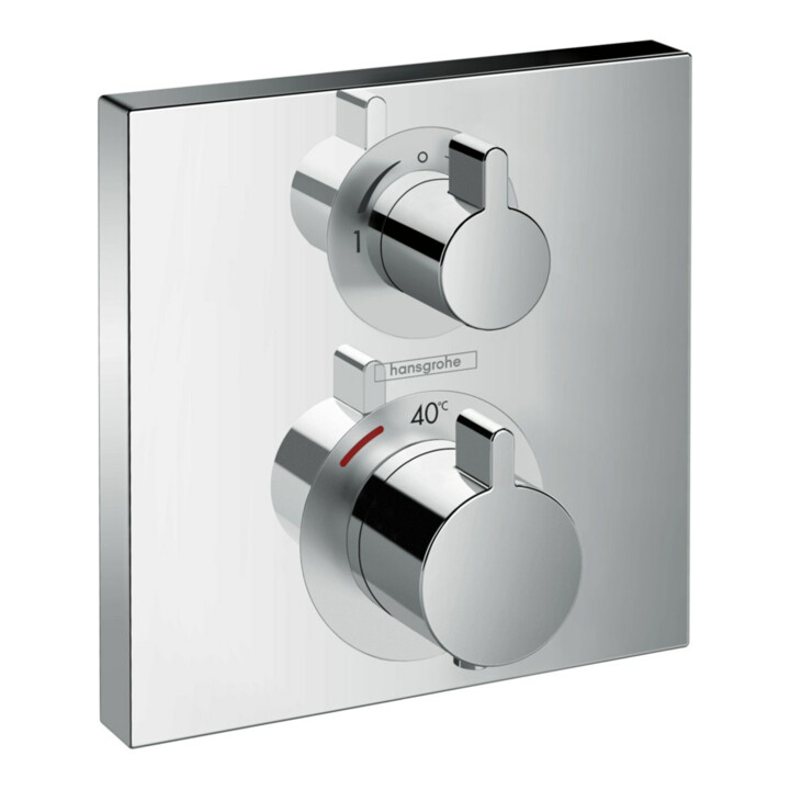 hansgrohe Ensemble complet Ecostat Square mitigeur thermostatique encastré, 2 sorties, chrome