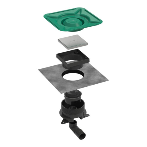 hansgrohe Ensemble complet Punkt.RainDrain Spot Plus 150x150 mm avec réglage hauteur cadre arrière fixation BST