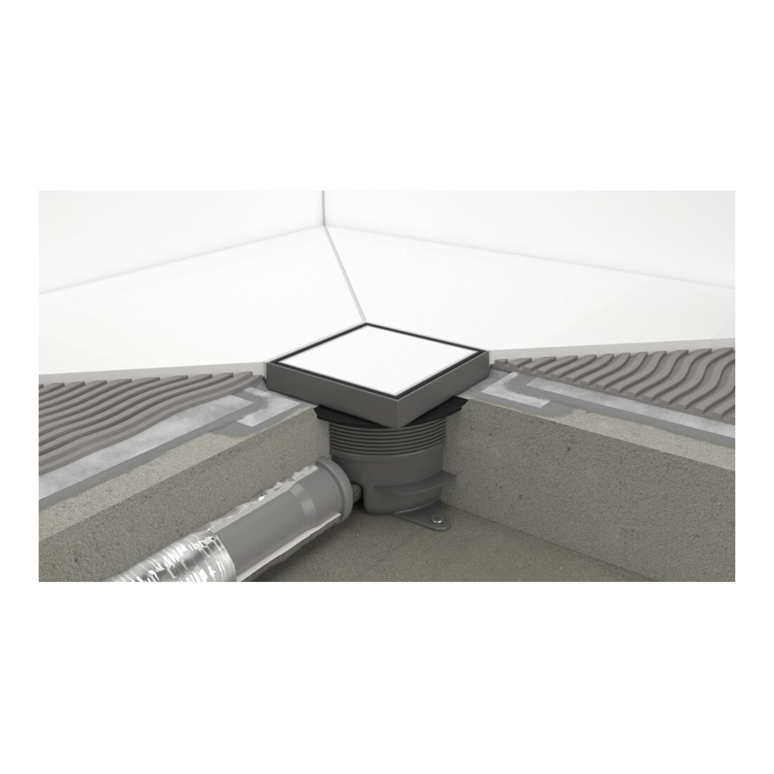 hansgrohe Ensemble complet Punkt.RainDrain Spot Plus 150x150 mm avec réglage hauteur cadre arrière fixation BST
