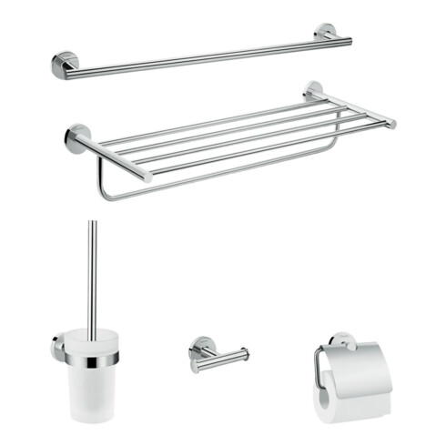 hansgrohe Ensemble d’accessoires de salle de bain Logis Uni 5 pièces, laiton chromé