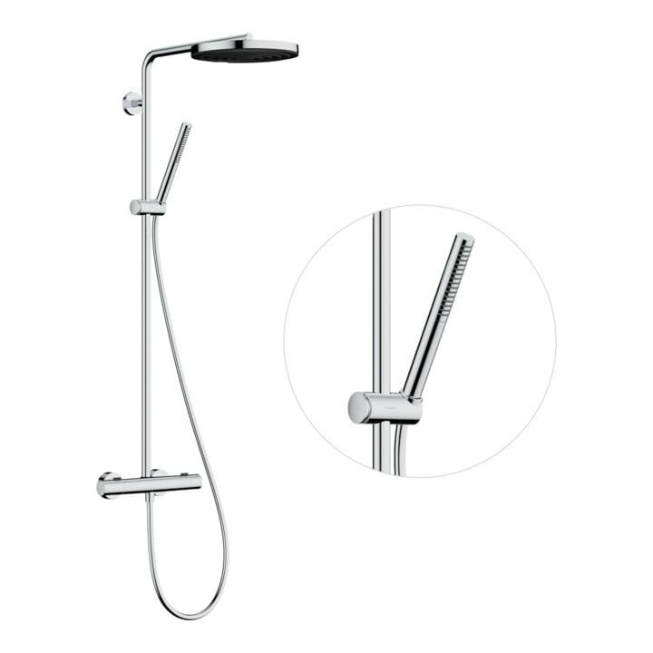 hansgrohe Ensemble de douche Pulsify S Puro avec thermostat, 2 jets, 11,2 l/min, chrome