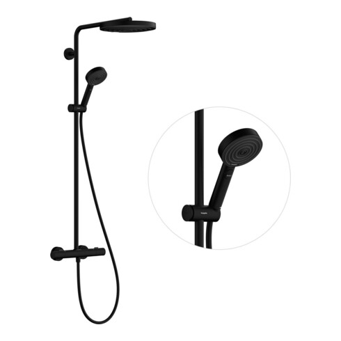 hansgrohe Ensemble de douche Pulsify S Puro avec thermostat, 2 jets, 8 l/min, noir mat