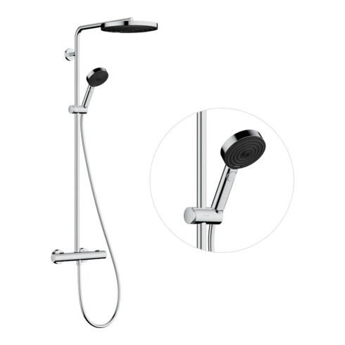 hansgrohe Ensemble de douche Pulsify S Puro avec thermostat, 2 utilisateurs, 8 l/min, chrome