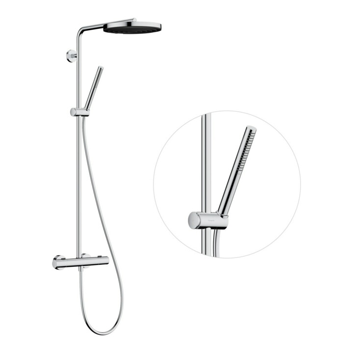 hansgrohe Ensemble de douche Pulsify S Puro avec thermostat, 2 utilisateurs, 8 l/min, chrome