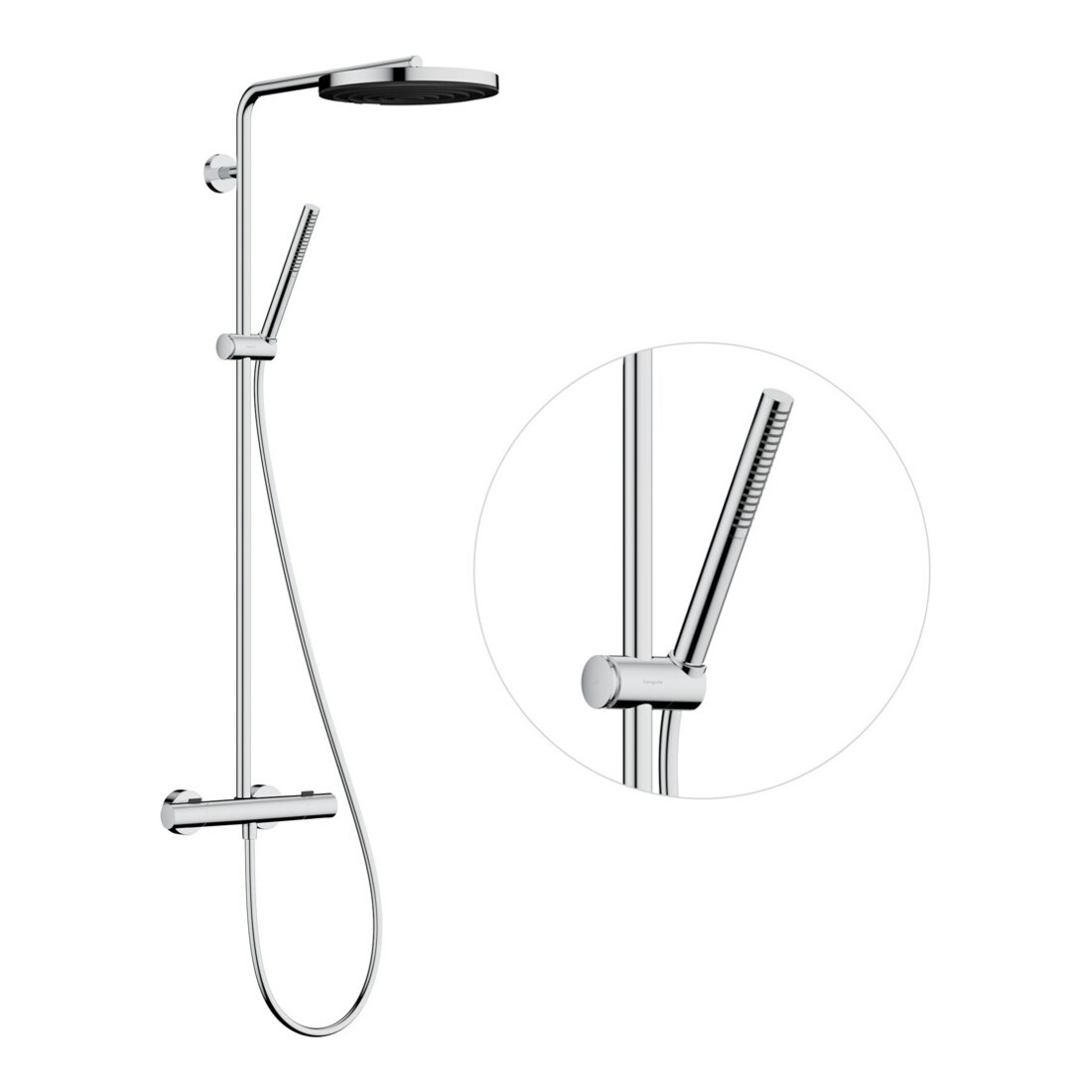 hansgrohe Ensemble de douche Pulsify S Puro avec thermostat, 2 utilisateurs, 8 l/min, chrome