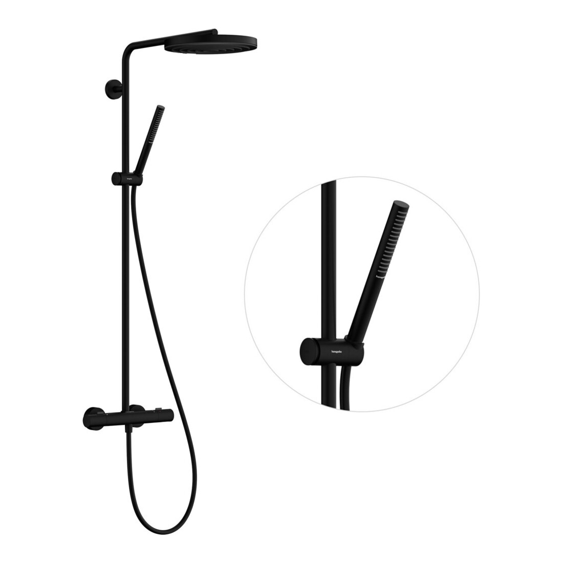 hansgrohe Ensemble de douche Pulsify S Puro avec thermostat, 2 utilisateurs, 8 l/min, noir mat